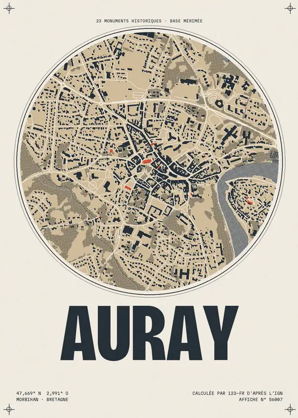 Affiche de Auray, calculée par 123-fr d'après l'IGN