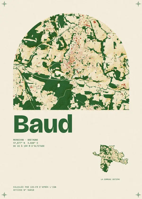 Affiche de Baud, calculée par 123-fr d'après l'IGN