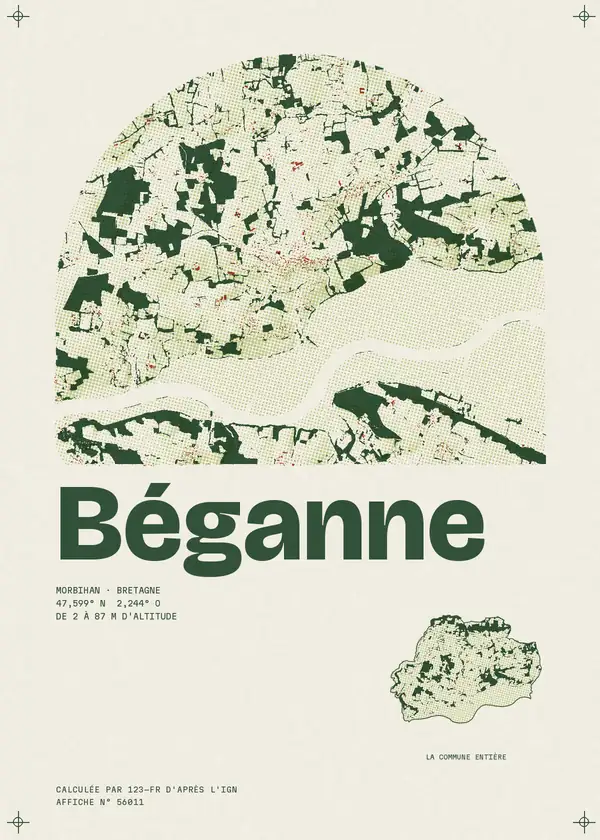 Affiche de Béganne, calculée par 123-fr d'après l'IGN