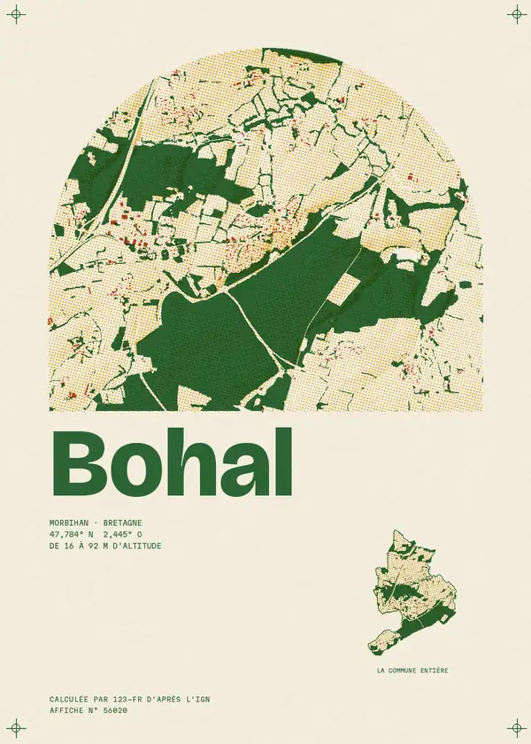 Affiche de Bohal, calculée par 123-fr d'après l'IGN