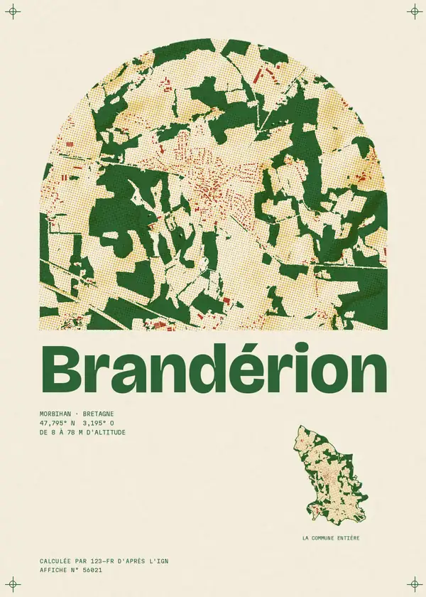 Affiche de Brandérion, calculée par 123-fr d'après l'IGN
