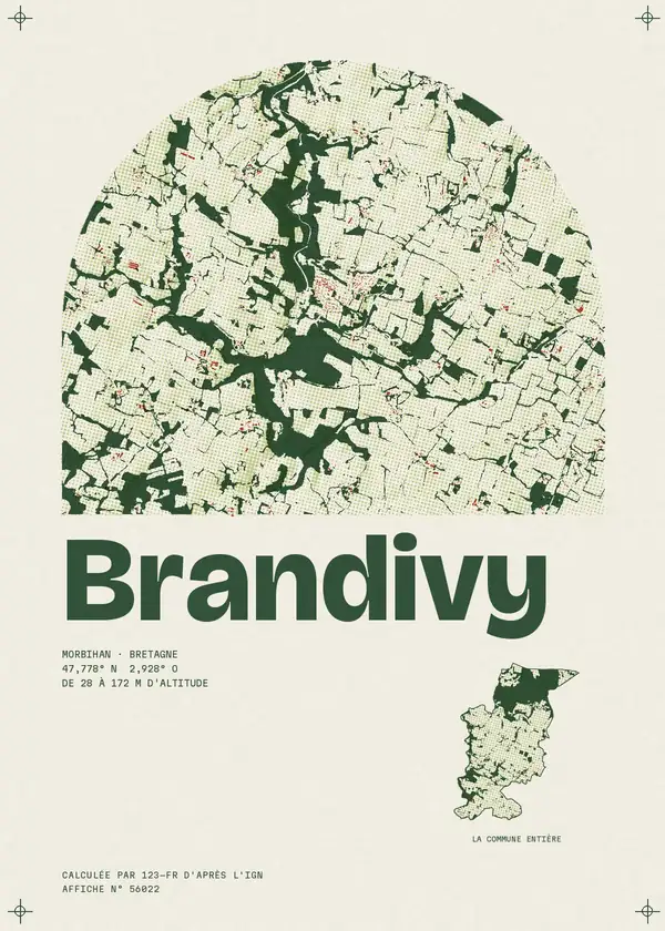 Affiche de Brandivy, calculée par 123-fr d'après l'IGN