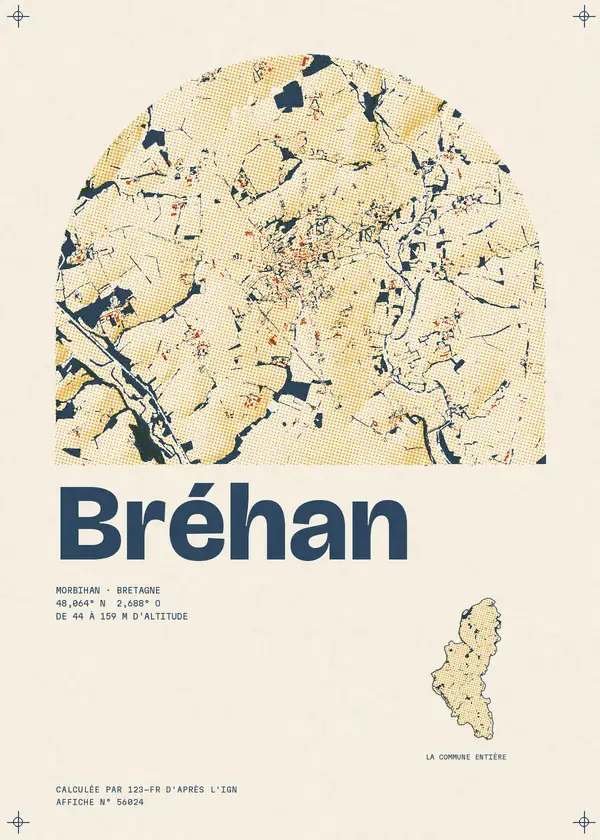 Affiche de Bréhan, calculée par 123-fr d'après l'IGN