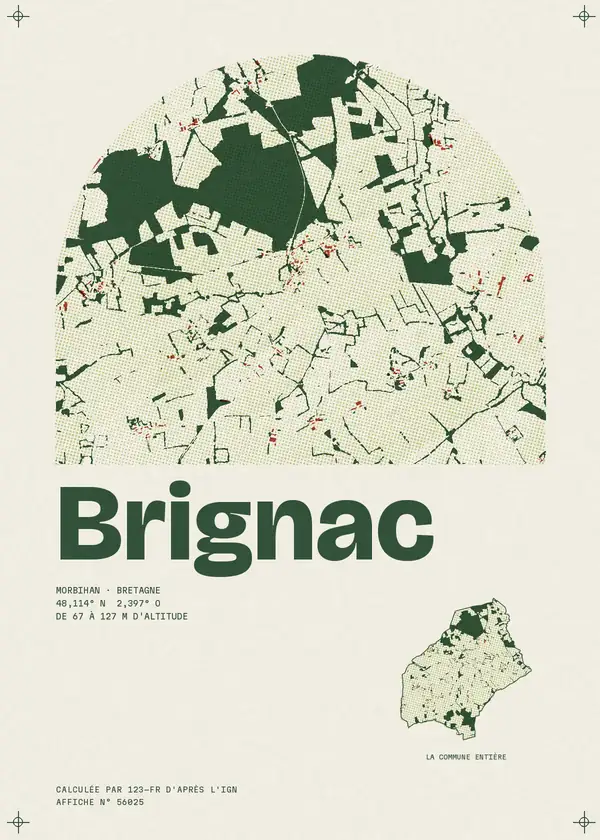 Affiche de Brignac, calculée par 123-fr d'après l'IGN