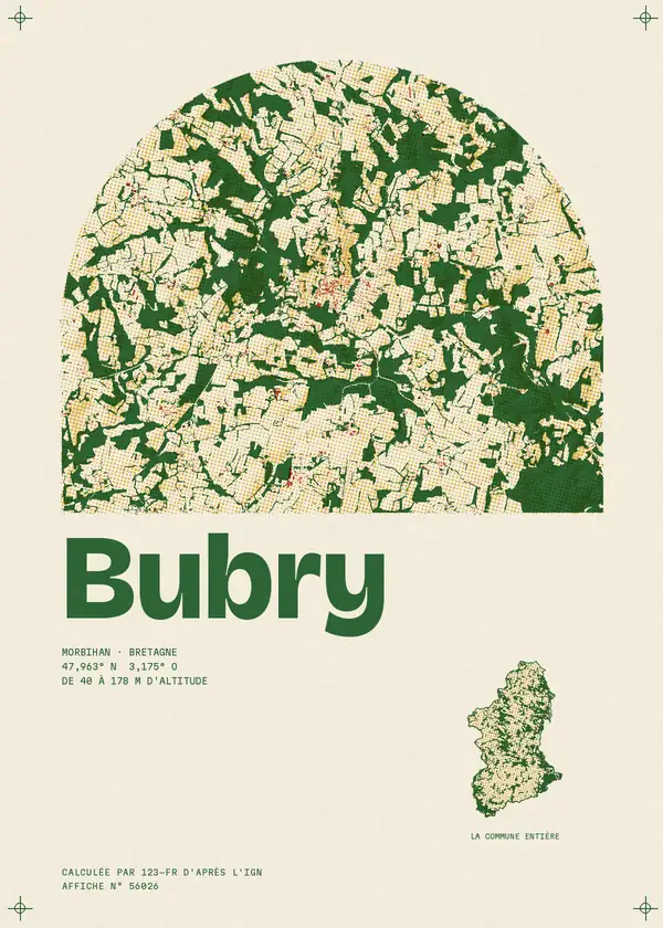 Affiche de Bubry, calculée par 123-fr d'après l'IGN