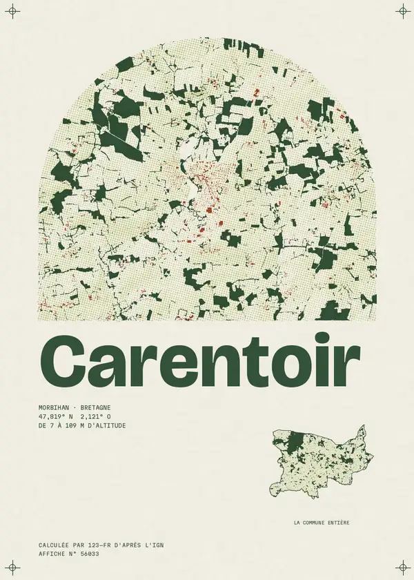 Affiche de Carentoir, calculée par 123-fr d'après l'IGN