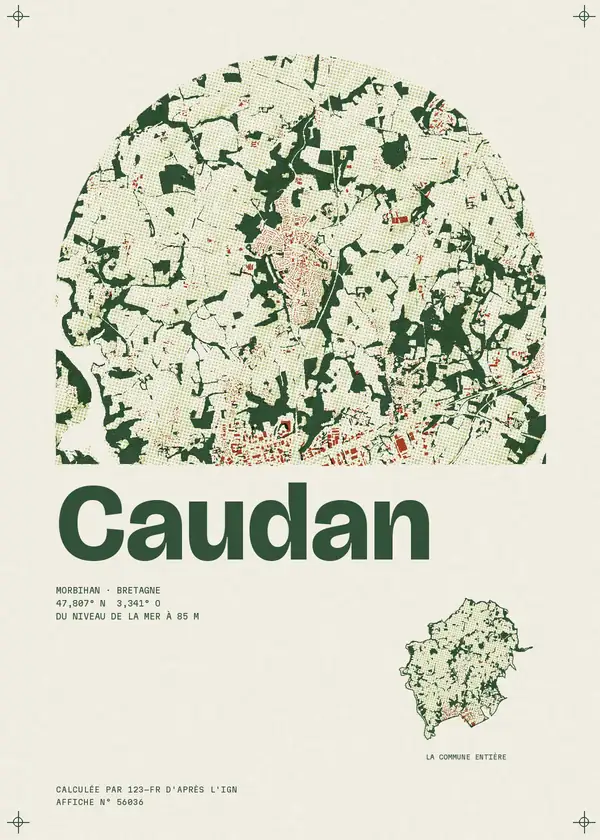 Affiche de Caudan, calculée par 123-fr d'après l'IGN
