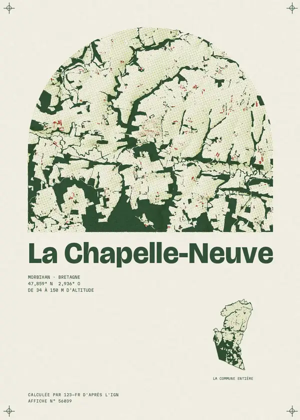 Affiche de La Chapelle-Neuve, calculée par 123-fr d'après l'IGN