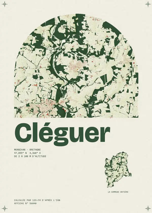 Affiche de Cléguer, calculée par 123-fr d'après l'IGN