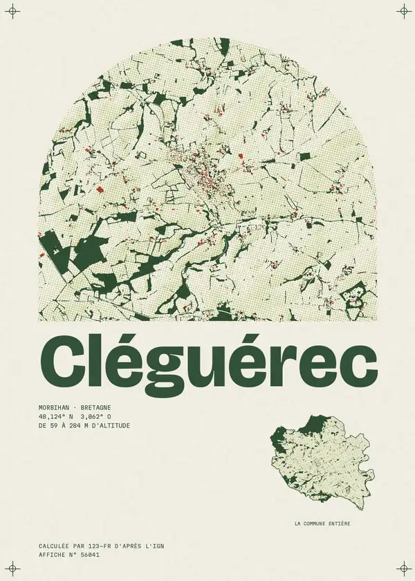 Affiche de Cléguérec, calculée par 123-fr d'après l'IGN