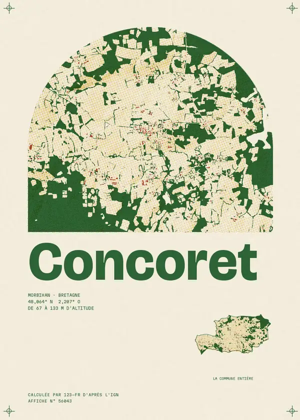 Affiche de Concoret, calculée par 123-fr d'après l'IGN