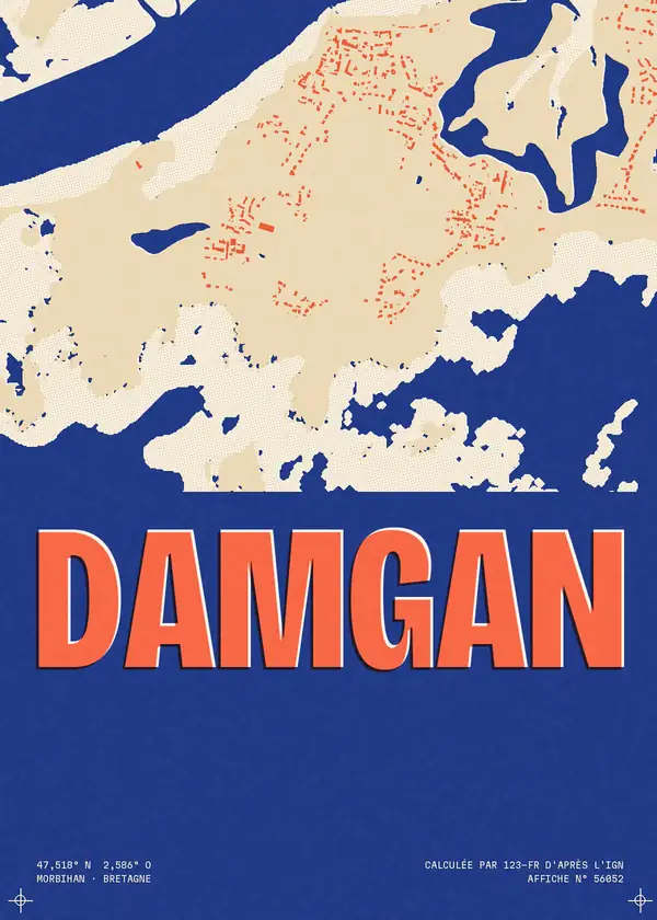 Affiche de Damgan, calculée par 123-fr d'après l'IGN