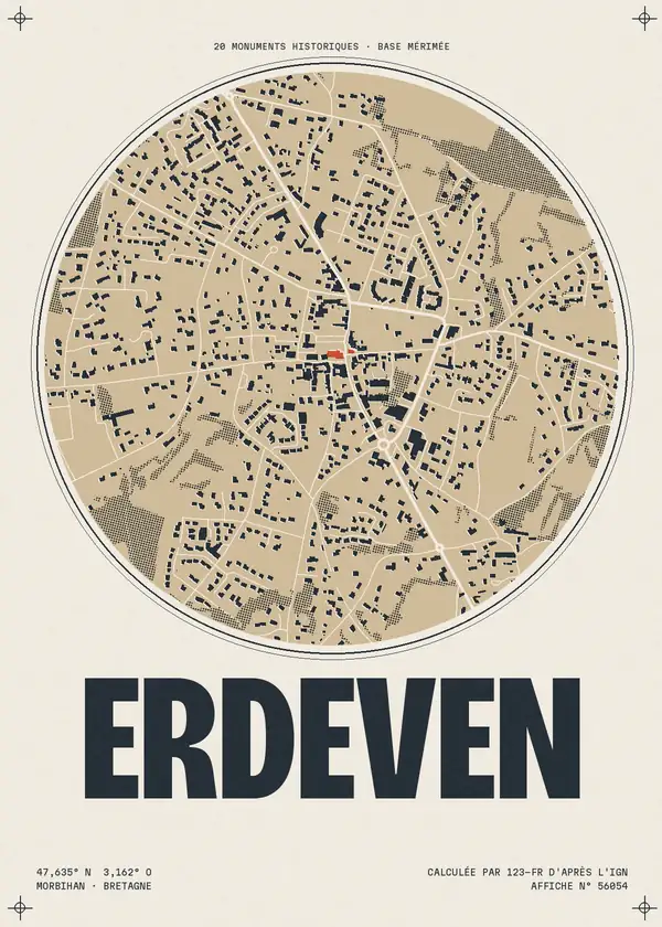 Affiche de Erdeven, calculée par 123-fr d'après l'IGN