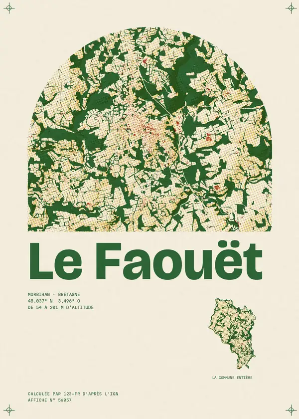 Affiche de Le Faouët, calculée par 123-fr d'après l'IGN