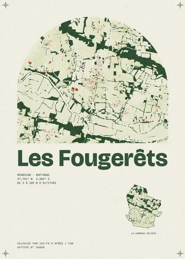 Affiche de Les Fougerêts, calculée par 123-fr d'après l'IGN