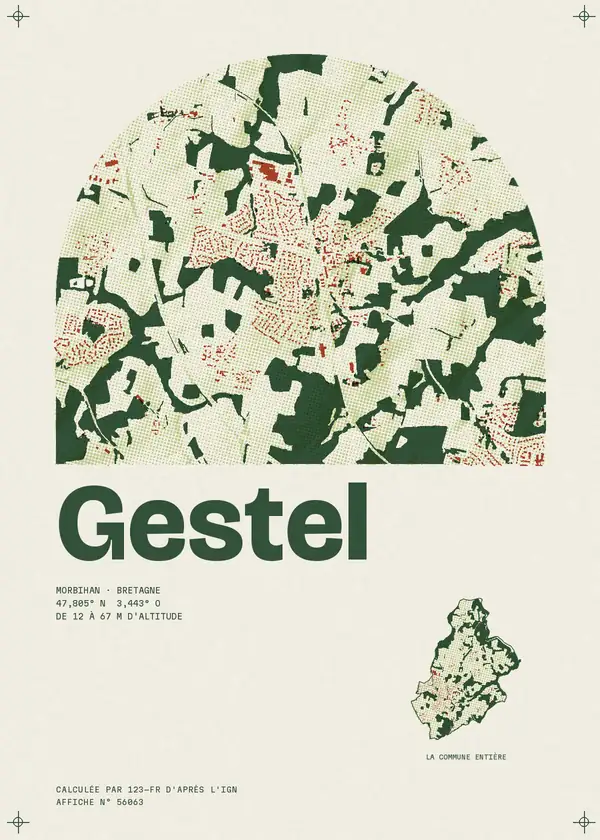 Affiche de Gestel, calculée par 123-fr d'après l'IGN