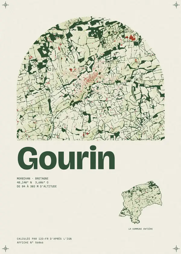 Affiche de Gourin, calculée par 123-fr d'après l'IGN