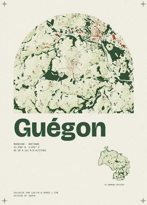 Affiche de Guégon, calculée par 123-fr d'après l'IGN
