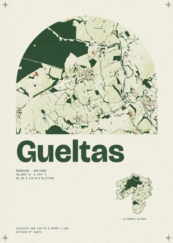Affiche de Gueltas, calculée par 123-fr d'après l'IGN