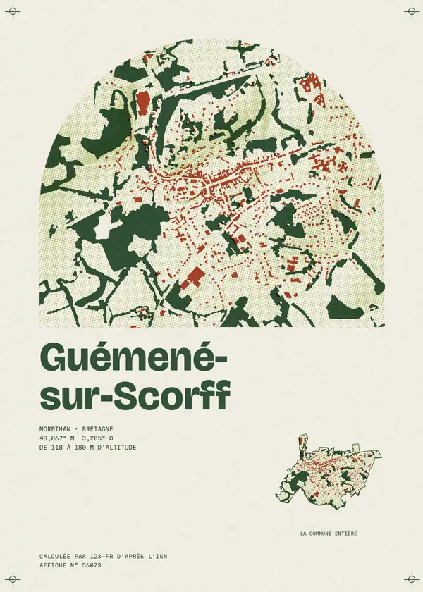 Affiche de Guémené-sur-Scorff, calculée par 123-fr d'après l'IGN