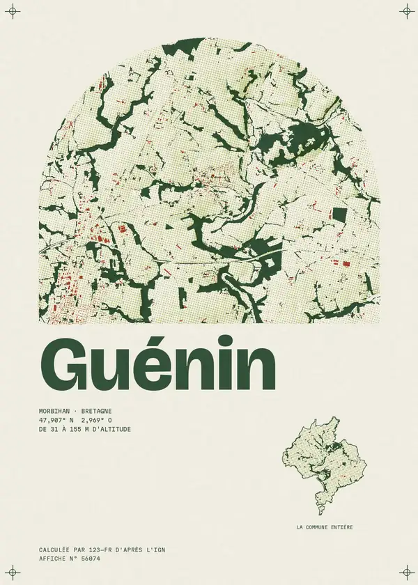 Affiche de Guénin, calculée par 123-fr d'après l'IGN