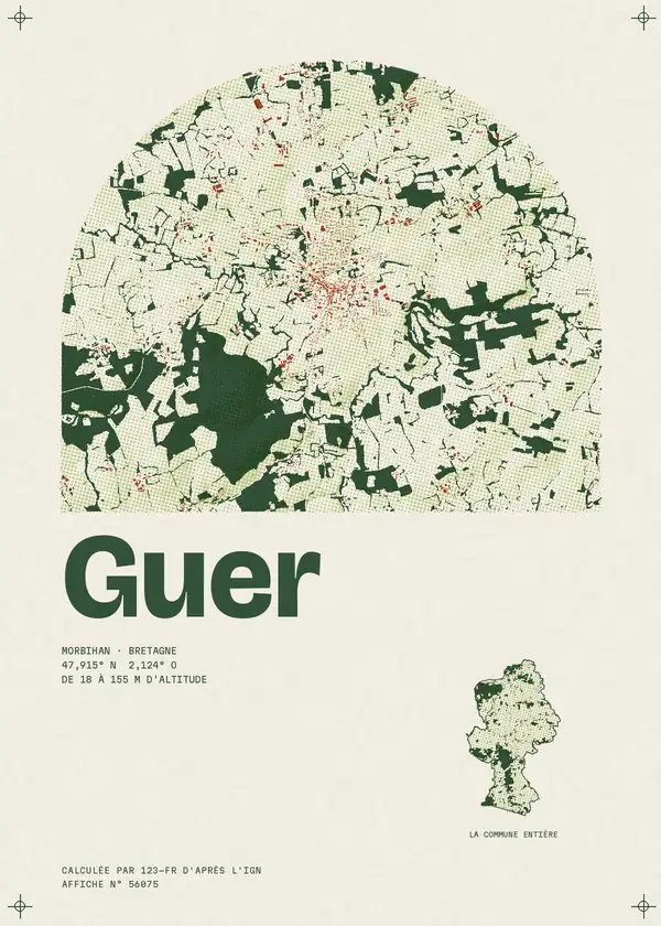 Affiche de Guer, calculée par 123-fr d'après l'IGN
