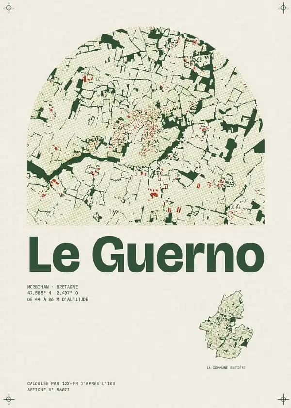 Affiche de Le Guerno, calculée par 123-fr d'après l'IGN