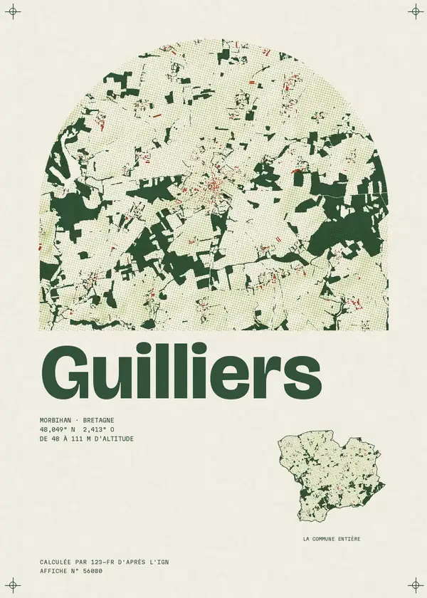 Affiche de Guilliers, calculée par 123-fr d'après l'IGN