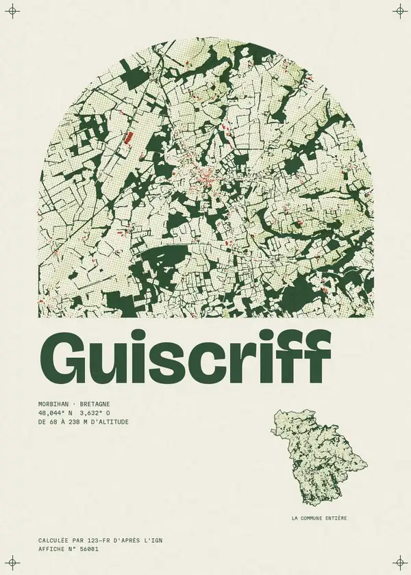 Affiche de Guiscriff, calculée par 123-fr d'après l'IGN