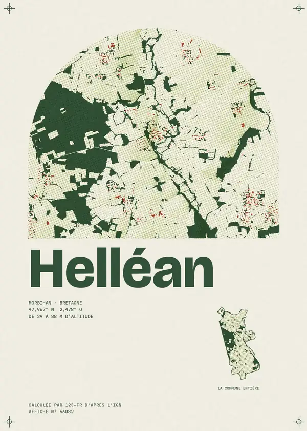 Affiche de Helléan, calculée par 123-fr d'après l'IGN