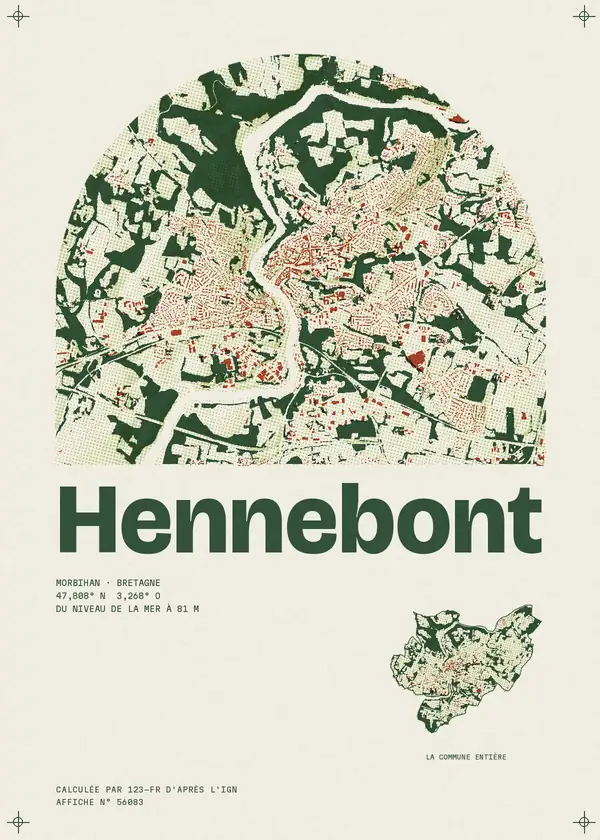 Affiche de Hennebont, calculée par 123-fr d'après l'IGN