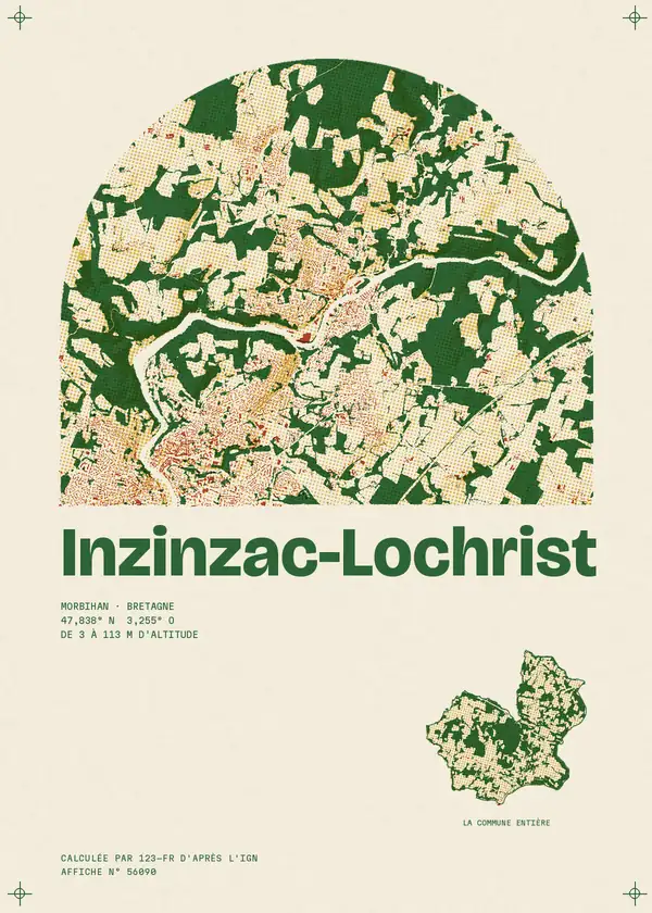 Affiche de Inzinzac-Lochrist, calculée par 123-fr d'après l'IGN