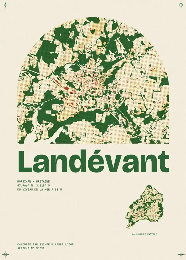 Affiche de Landévant, calculée par 123-fr d'après l'IGN
