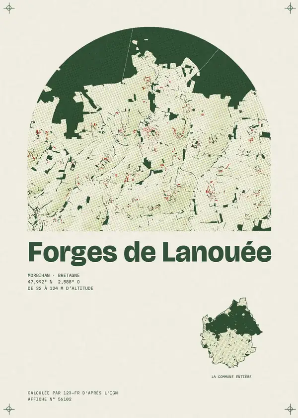 Affiche de Forges de Lanouée, calculée par 123-fr d'après l'IGN
