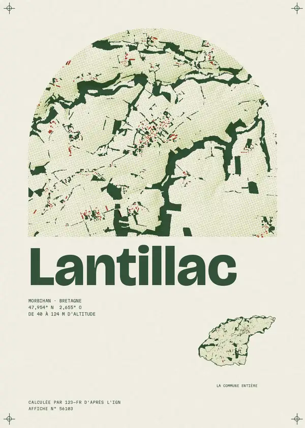 Affiche de Lantillac, calculée par 123-fr d'après l'IGN