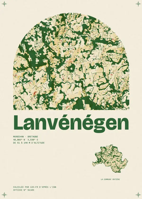 Affiche de Lanvénégen, calculée par 123-fr d'après l'IGN