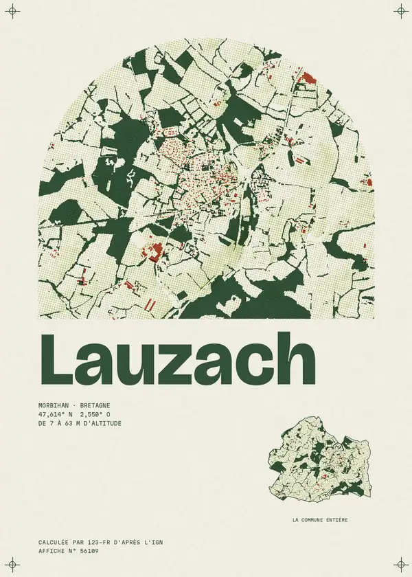 Affiche de Lauzach, calculée par 123-fr d'après l'IGN