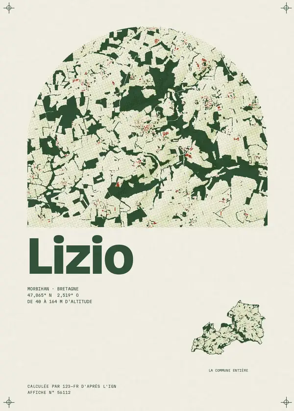 Affiche de Lizio, calculée par 123-fr d'après l'IGN
