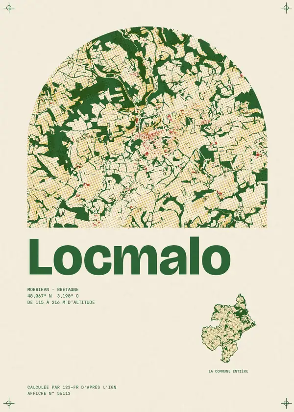 Affiche de Locmalo, calculée par 123-fr d'après l'IGN