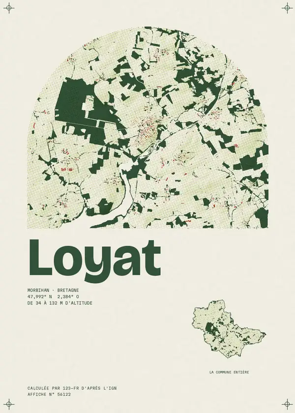 Affiche de Loyat, calculée par 123-fr d'après l'IGN
