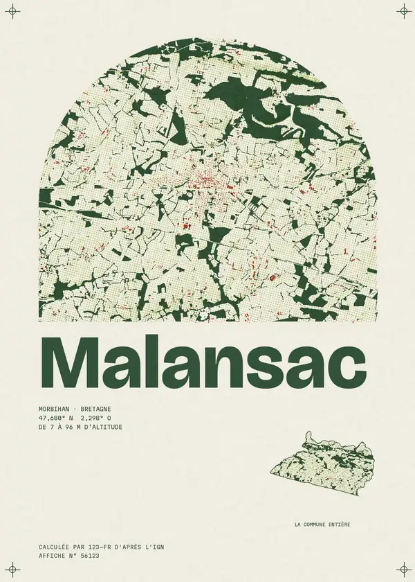 Affiche de Malansac, calculée par 123-fr d'après l'IGN