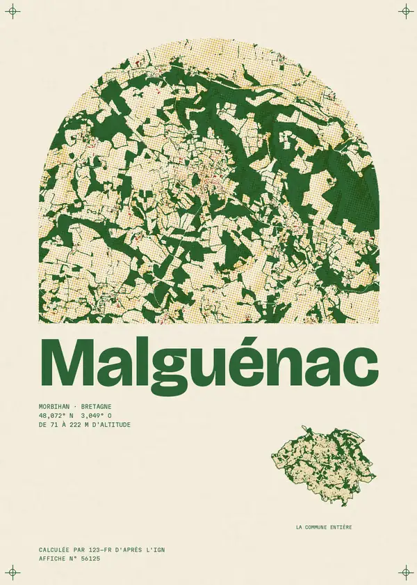 Affiche de Malguénac, calculée par 123-fr d'après l'IGN