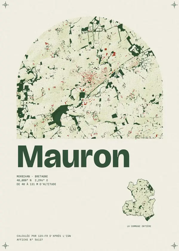 Affiche de Mauron, calculée par 123-fr d'après l'IGN