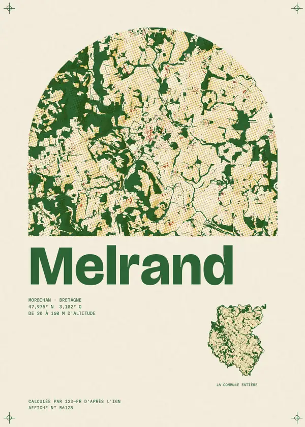 Affiche de Melrand, calculée par 123-fr d'après l'IGN