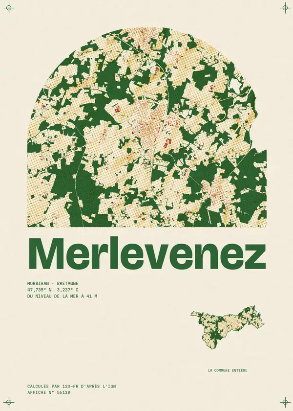 Affiche de Merlevenez, calculée par 123-fr d'après l'IGN