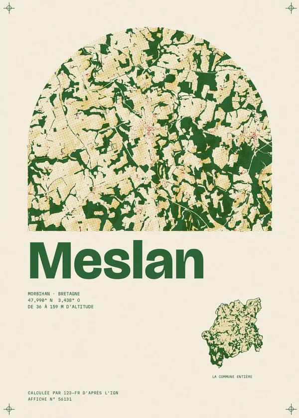 Affiche de Meslan, calculée par 123-fr d'après l'IGN