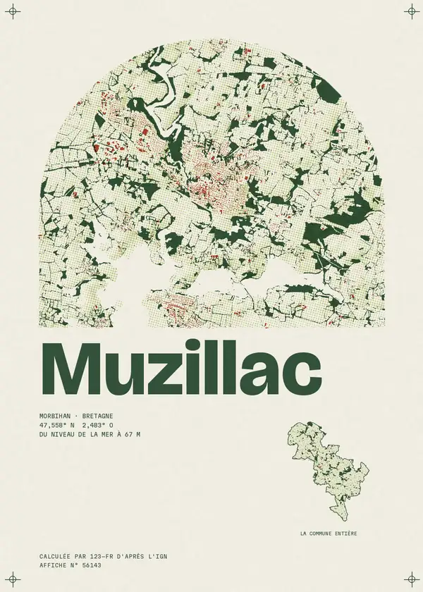 Affiche de Muzillac, calculée par 123-fr d'après l'IGN
