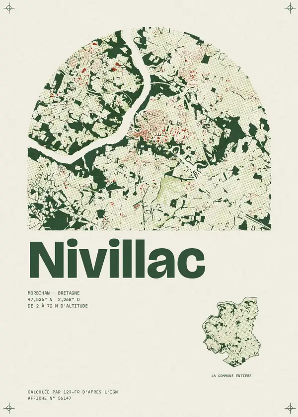 Affiche de Nivillac, calculée par 123-fr d'après l'IGN