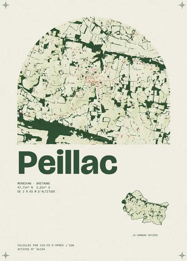 Affiche de Peillac, calculée par 123-fr d'après l'IGN