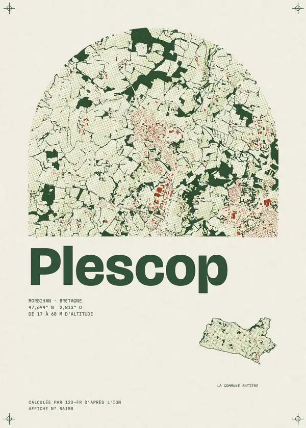 Affiche de Plescop, calculée par 123-fr d'après l'IGN